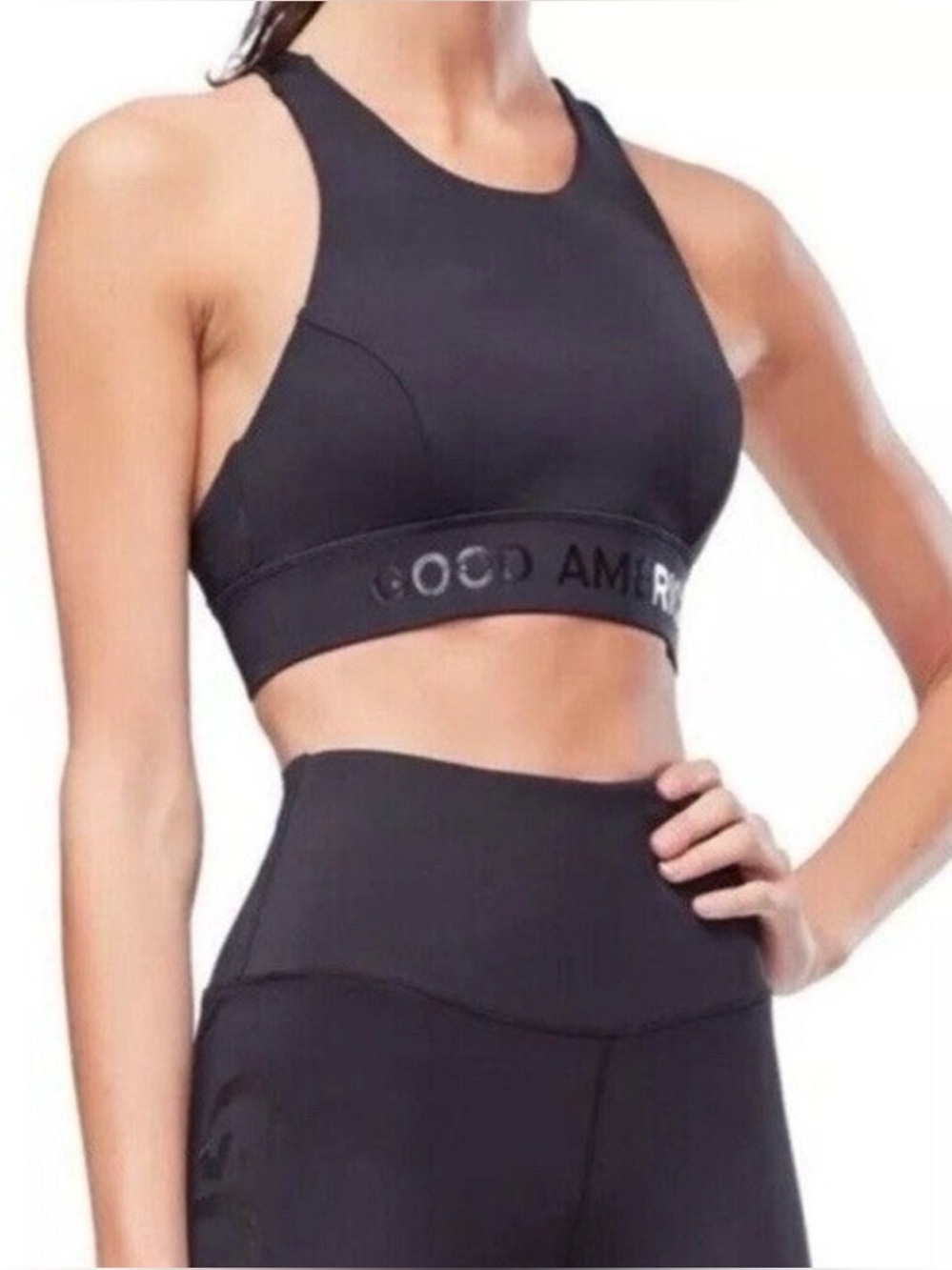Good American Core Power Racerback Sports Bra – Black – Size 2 (Medium)